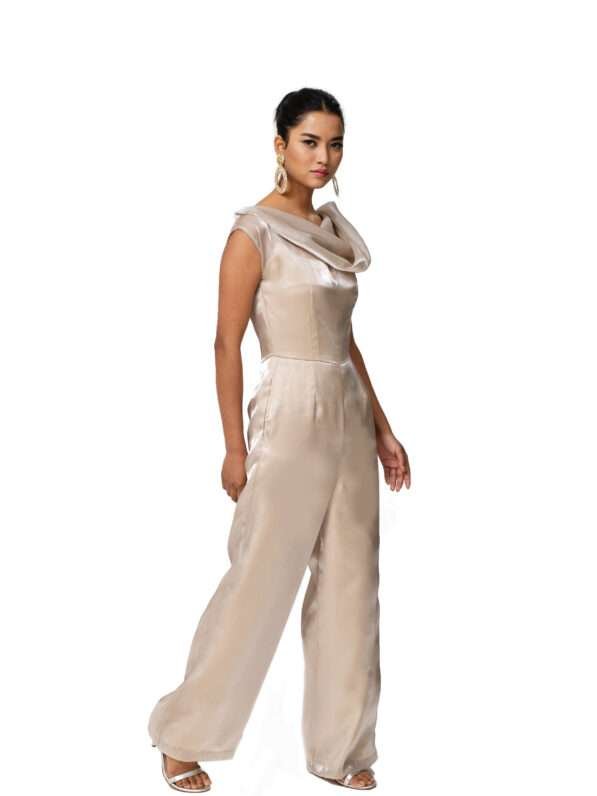 Organza Jumpsuit with Cowl Details