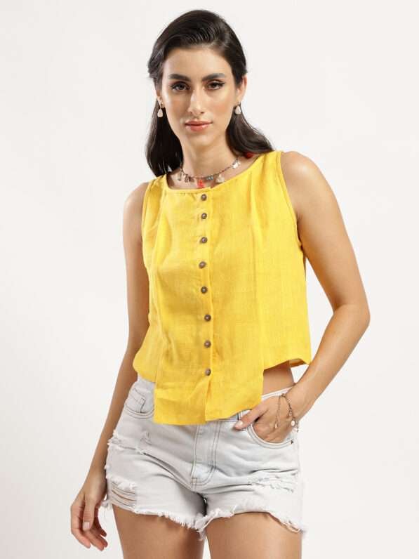 Sunlit Citrine Linen Top